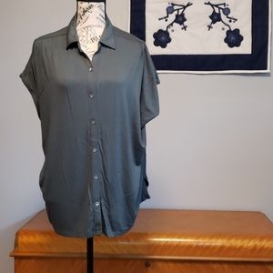LOFT Knit Button Down Top | Autumn Sage | XL